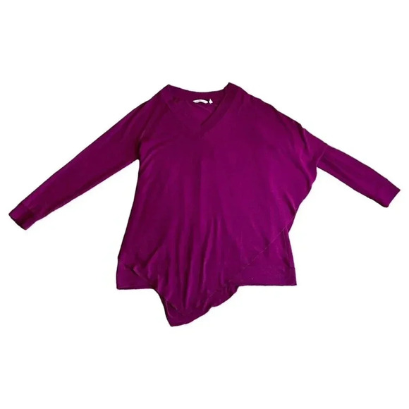 Soft Surroundings Knit Top Asymmetric Draped Pink Size Large long sleeves - Picture 2 of 8